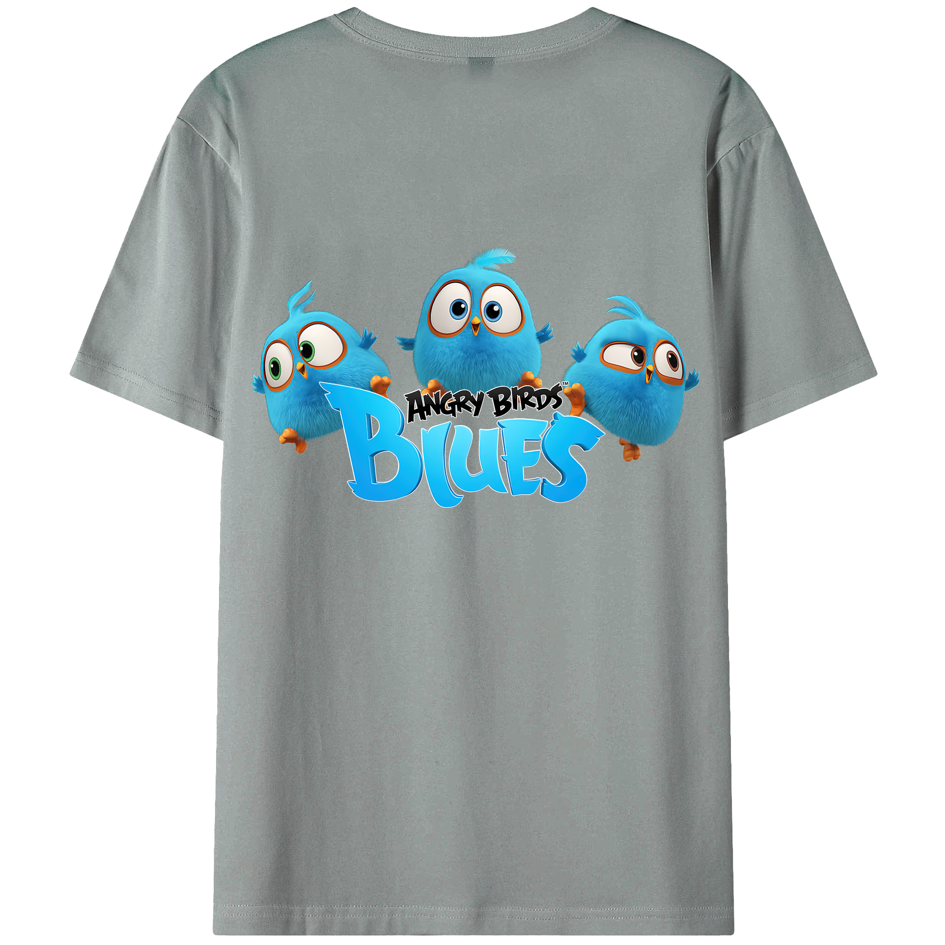 （画像用） Angry Birds アングリーバード 綿100％ メンズ半袖Tシャツ（バックプリント） 通気性